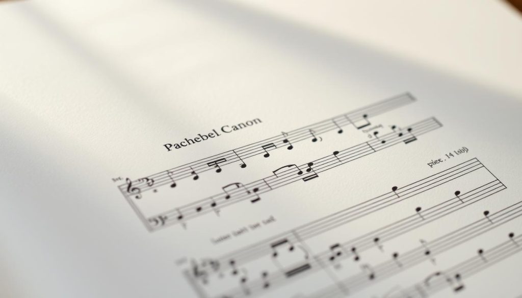 A serene and harmonious musical score, with notes flowing effortlessly across the page. The sheet music for Pachelbel's famous Canon, rendered in a classical, refined style. The page is illuminated by soft, diffused lighting, casting gentle shadows that add depth and dimension. The composition is balanced, with the central musical staff taking prominence, surrounded by a subtle, muted background that suggests the passage of time and the enduring legacy of this timeless composition. The overall mood is one of contemplation and appreciation for the timeless beauty of this celebrated piece of music. A serene and harmonious musical score, with notes flowing effortlessly across the page. The sheet music for Pachelbel's famous Canon, rendered in a classical, refined style. The page is illuminated by soft, diffused lighting, casting gentle shadows that add depth and dimension. The composition is balanced, with the central musical staff taking prominence, surrounded by a subtle, muted background that suggests the passage of time and the enduring legacy of this timeless composition. The overall mood is one of contemplation and appreciation for the timeless beauty of this celebrated piece of music.